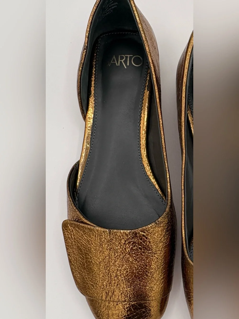Franco Sarto Metallic Bronze Square-Toe Flats A-TRACY Sz 7